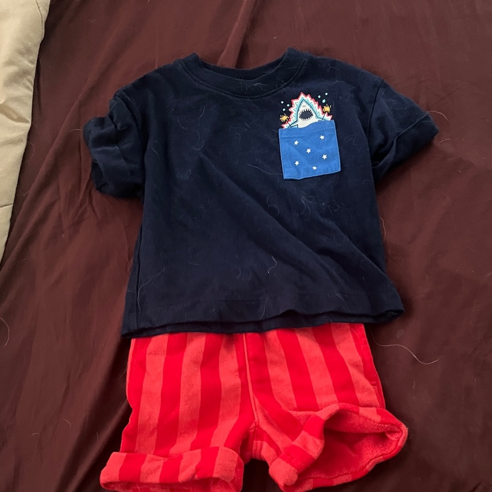 Cat & Jack Navy and Red Shark Pajama Set